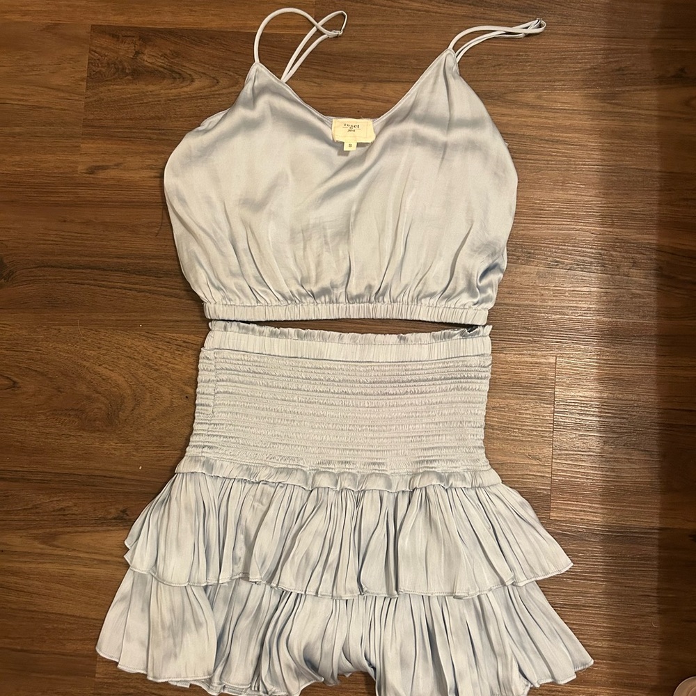 Light Blue Ruffled Two-Piece Set